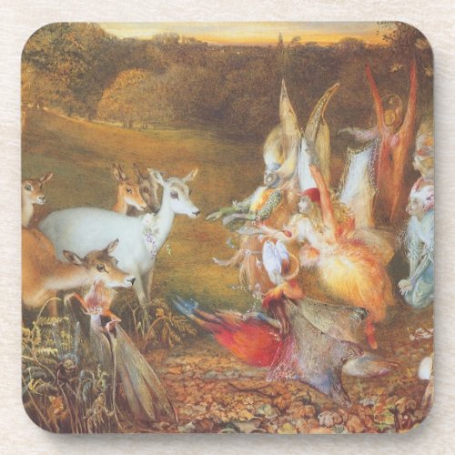 Enchanted Forest by artist John Anster Fitzgerald Beverage Coaster