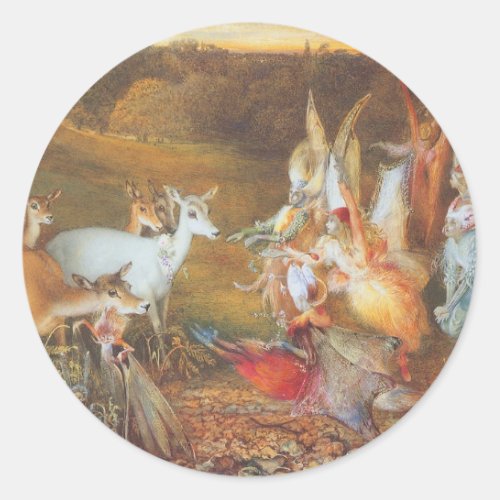 Enchanted Forest by artist John Anster Fitzgerald Classic Round Sticker