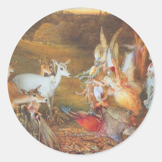 Enchanted Forest by artist John Anster Fitzgerald Classic Round Sticker (Front)