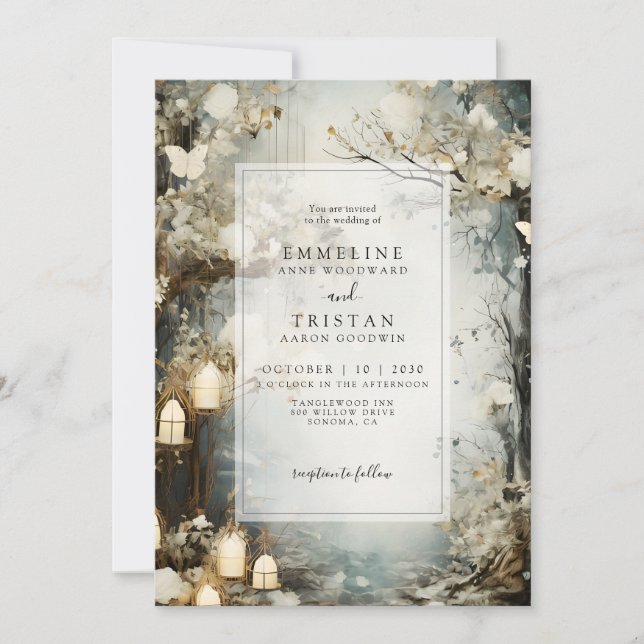 Enchanted Forest Candlelight Wedding Invitation (Front)
