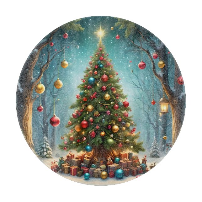 Enchanted Forest Christmas: Tree with Baubles Cutting Board (Front)