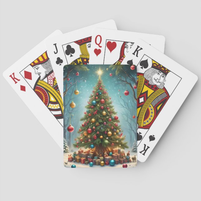 Enchanted Forest Christmas: Tree with Baubles Poker Cards (Back)