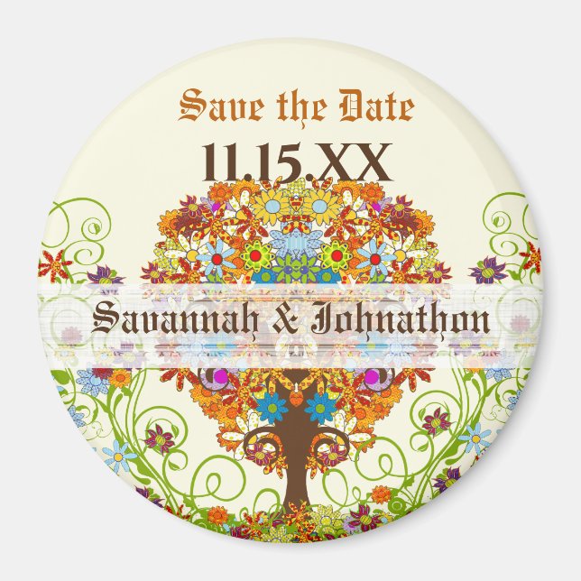 Enchanted Forest Circle of Love Wedding Tree Magnet (Front)