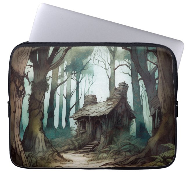 Enchanted Forest Cottage Laptop Sleeve (Front)