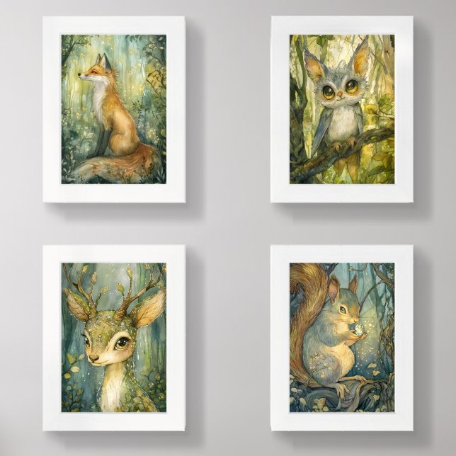 Enchanted Forest Creatures Wall Art Sets (Front)