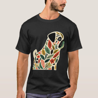 Enchanted Forest Cute Pug Dog - Scandinavian Folk T-Shirt