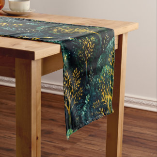 Enchanted Forest Dark Emerald Magical woodland Short Table Runner