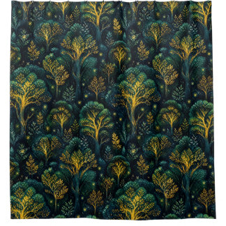 Enchanted Forest Dark Emerald Magical woodland Shower Curtain