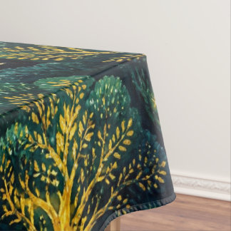 Enchanted Forest Dark Emerald Magical woodland Tablecloth