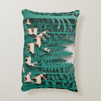 Enchanted Forest Deer – Paper Cut Art Woodland Accent Pillow