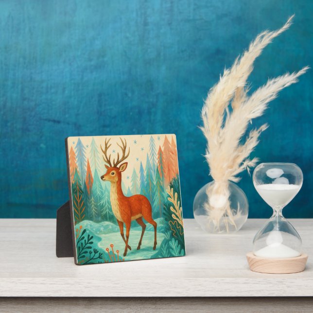 Enchanted Forest Deer – Whimsical Winter Woodland  Plaque (Insitu)