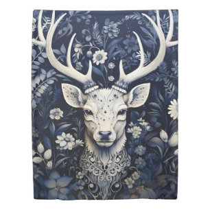 Enchanted Forest Deer Winter Bloom Duvet Cover