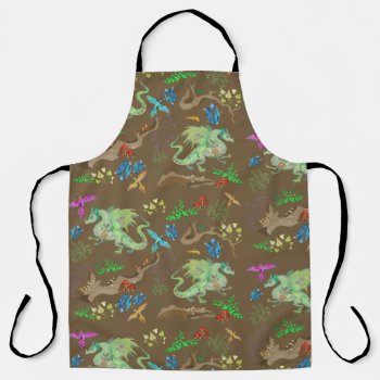 Enchanted Forest Dragon Pattern Apron by Shadowind_ErinCooper at Zazzle