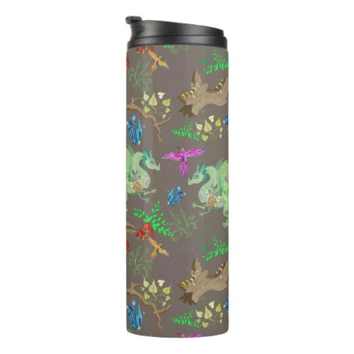 Enchanted Forest Dragon Pattern Thermal Tumbler