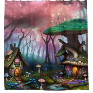 Enchanted Forest Dreamscape Mushroom Fantasy Fairy Shower Curtain