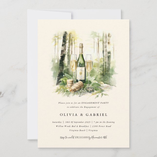 Enchanted Forest Elegant Engagement Party  Invitation (Front)
