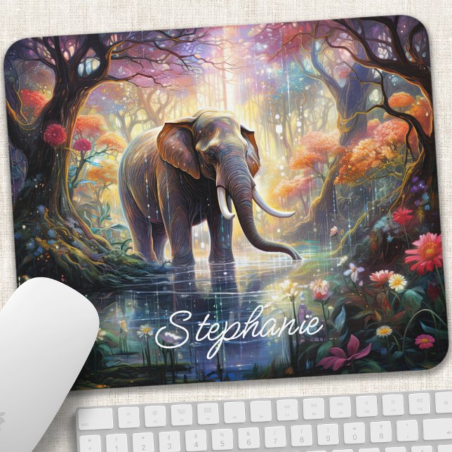 Enchanted Forest Elephant Personalized Mouse Pad (Creator Uploaded)