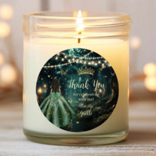 Enchanted Forest Emerald Green Dress Quinceañera Classic Round Sticker