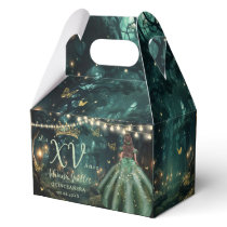 Enchanted Forest Emerald Green Dress Quinceañera Favor Boxes