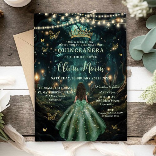 Enchanted Forest Emerald Green Dress Quinceañera