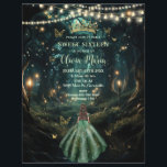 Enchanted Forest Emerald Green Dress Sweet 16 15<br><div class="desc">Personalize this enchanting Quinceañera / Sweet 16 birthday scroll invitation sheet easily and quickly. Simply click the Edit Using Design Tools button to further edit the text, change font styles and font colors. Featuring a girl dressed in an emerald green dress and an enchanted forest background. The butterflies, quince girl...</div>