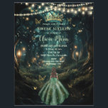 Enchanted Forest Emerald Green Dress Sweet 16 15<br><div class="desc">Personalize this enchanting Quinceañera / Sweet 16 birthday scroll invitation sheet easily and quickly. Simply click the Edit Using Design Tools button to further edit the text, change font styles and font colors. Featuring a girl dressed in an emerald green dress and an enchanted forest background. The butterflies, quince girl...</div>