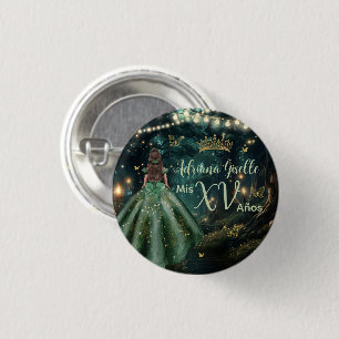 Enchanted Forest Emerald Green Quinceañera 16th Button