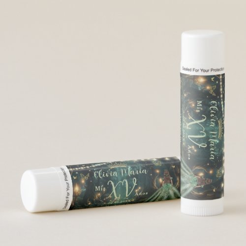 Enchanted Forest Emerald Green Quinceañera Favors Lip Balm