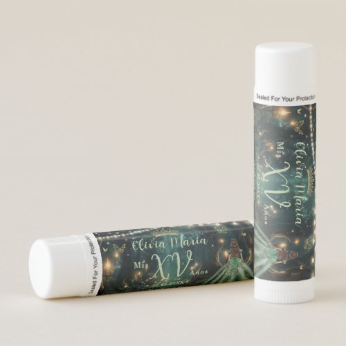 Enchanted Forest Emerald Green Quinceaera Favors Lip Balm