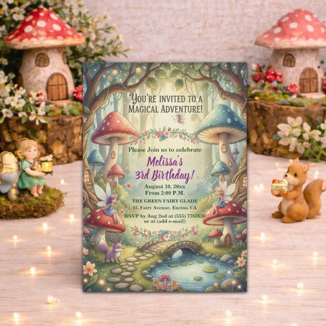 Enchanted Forest Fairies 3rd Birthday Party Invitation (Creator Uploaded)