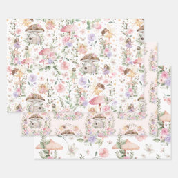 Enchanted Forest Fairies Birthday Garden Tea Party Wrapping Paper Sheets