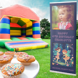 Enchanted Forest Fairies Birthday Party   Photo Retractable Banner