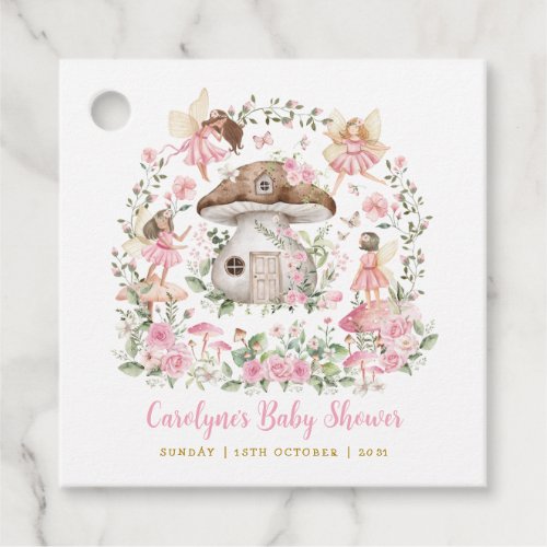 Enchanted Forest Fairies Pink Floral Baby Girl Favor Tags