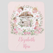 Enchanted Forest Fairies Pink Floral Girl Nursery Baby Blanket