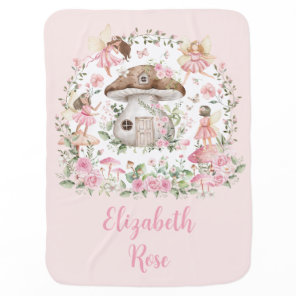 Enchanted Forest Fairies Pink Floral Girl Nursery Baby Blanket