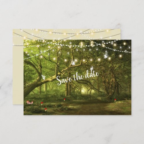 Enchanted Forest Fairies String Lights Wedding   Save The Date