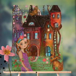 Enchanted Forest Fairy 1st Birthday Custom Acrylic Sign