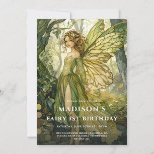 Enchanted Forest Fairy 1st Birthday Invitation