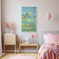 Enchanted Forest Fairy and Mushrooms Fantasy Art Poster