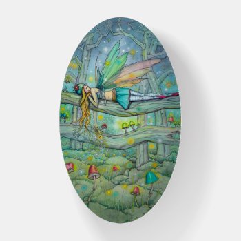 Enchanted Forest Fairy And Mushrooms Paperweight by robmolily at Zazzle
