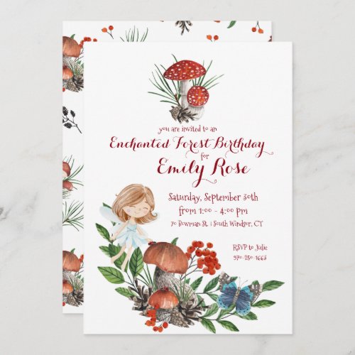 Enchanted Forest Fairy Birthday Invitation