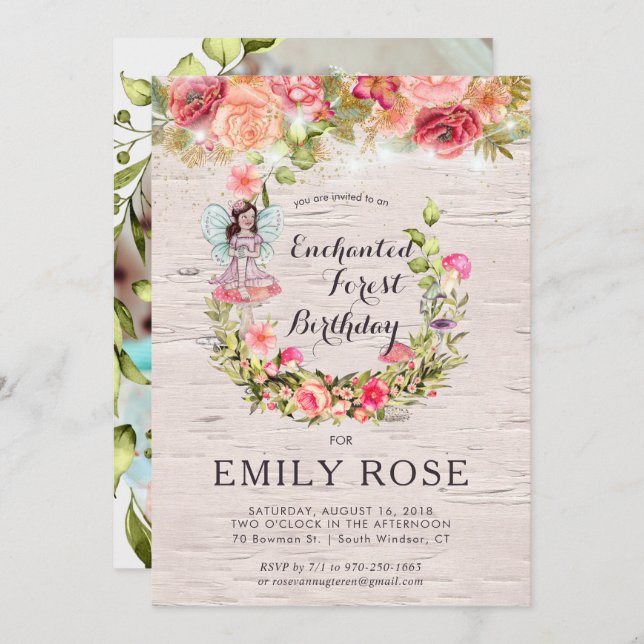 Enchanted Forest Fairy Birthday Invitation (Front/Back)