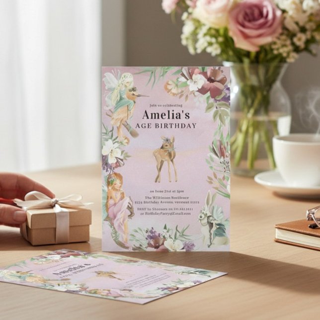 Enchanted Forest Fairy Birthday Party Invite (Creator Uploaded)