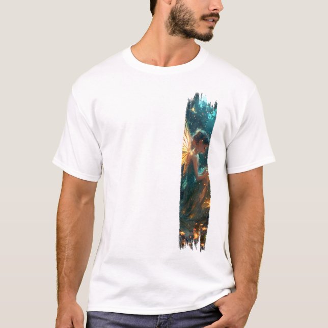Enchanted Forest Fairy Brushstroke Paint  T-Shirt (Front)