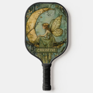 Enchanted Forest Fairy Crescent Moon Personalized Pickleball Paddle
