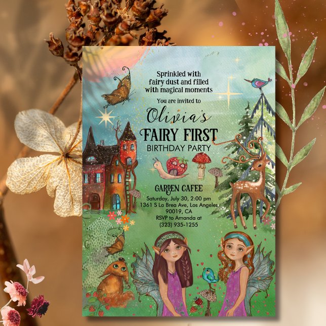  Enchanted Forest Fairy First Birthday Magical Invitation (Enchanted Forest Fairy First Birthday Magical Invitation)