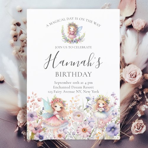 Enchanted Forest Fairy Floral Garden Girl Birthday Invitation