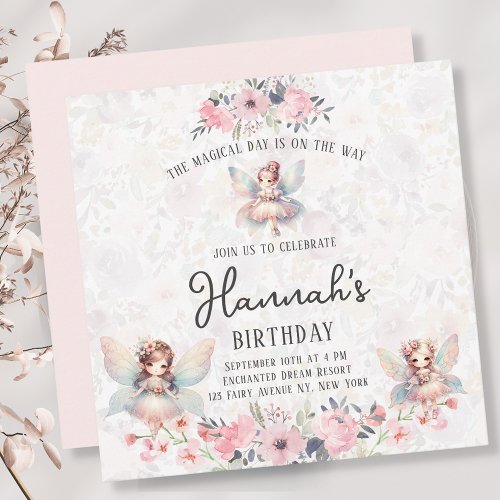 Enchanted Forest Fairy Floral Garden Girl Birthday Invitation