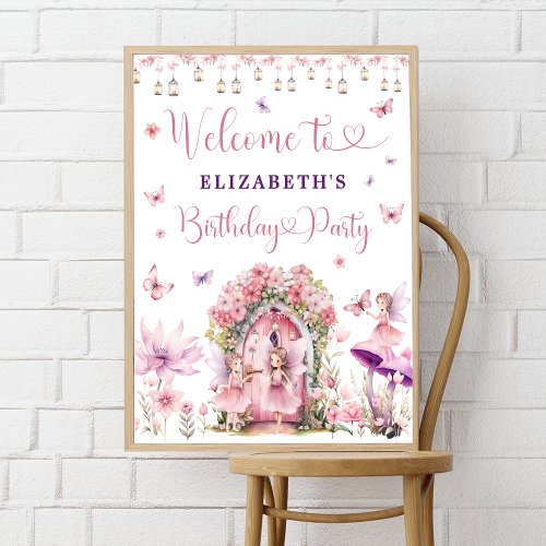 Enchanted Forest Fairy Floral Girl Welcome Poster