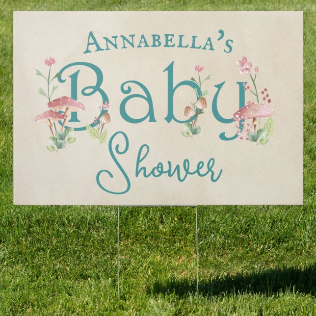 Enchanted Forest Fairy Garden Baby Shower Sign (Insitu)